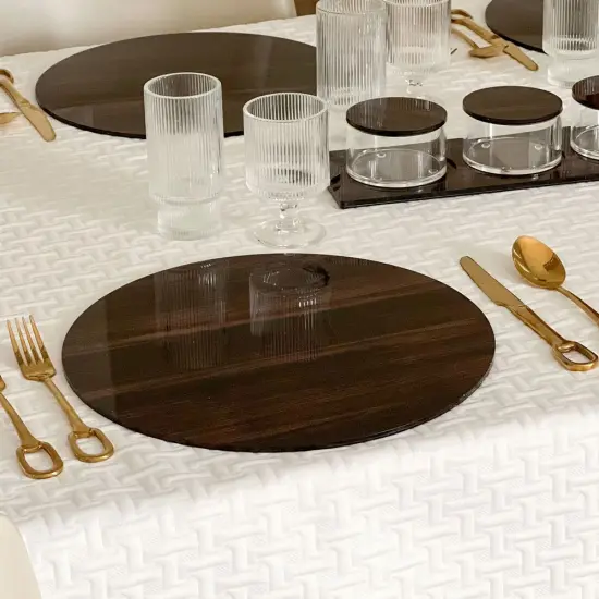 Lucite Wood Look Chargers 4 pk {2}