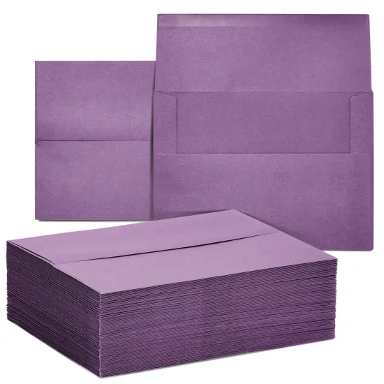 100 Pack 7 x 5 Invitation Envelopes, A7 Gummed Seal Square-Flap Invite Envelope for Wedding, Holiday, Birthday, Baby Shower - Purple - 120 GSM - 7 x 5 inches {1}