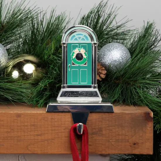 Northlight Christmas At Home Front Door Stocking Holder - 5" Silver {1}