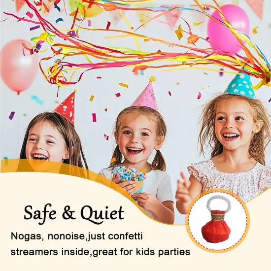 12 Pack Streamer Poppers, 6 Color Mix No Mess Confetti Poppers，Party Poppers No Mess Streamers Easy to Clean Handheld Streamer Cannon，Ideal for Celebrations and Events {5}
