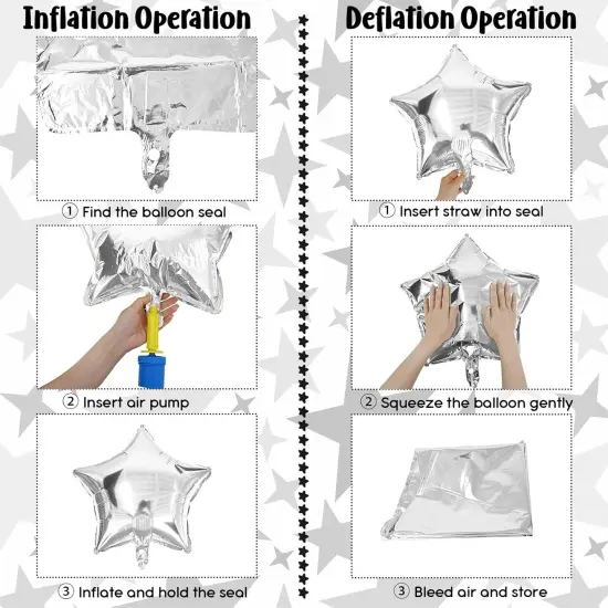 Blue Star Foil Balloons, 18 Inch Royal Blue Silver Stars Shape Mylar Helium Balloons 12 Pcs Large Light Blue Silver Pentagram Balloons Party Decoration for Birthday Graduation Baby Shower {5}