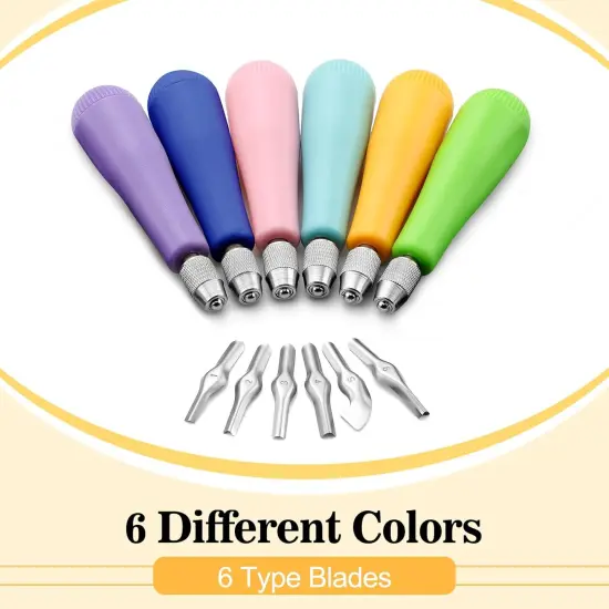 12 Pack Craft Linoleum Cutter Kit Carving Tools Assortment Linocut Tools Block Cutters for Block Printing, Assorted Colors {2}