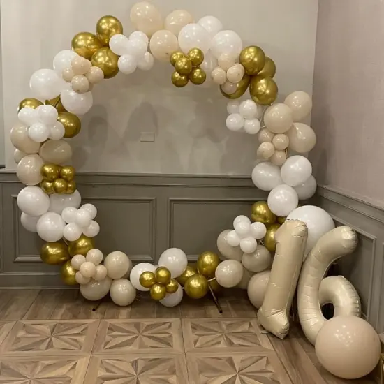 White Sand and Gold Balloons, 60pcs 12 Inch Beige White Gold Balloons Latex Helium Party Balloons {2}