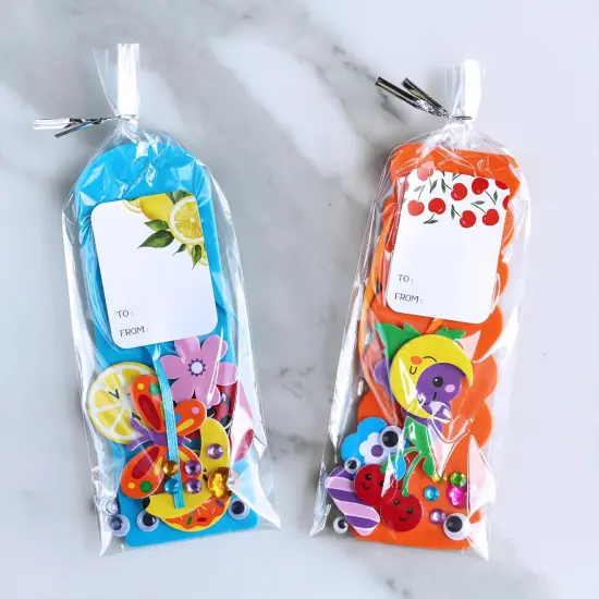 36 Sets Summer Cute Crafts Kits DIY Colorful Whimsical Bookmarks Decorations Art Sets Fruits Sweet Treats Animals Sun Rainbow Foam Stickers {5}