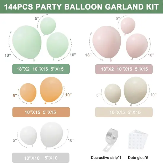 Dusty Green Pink Balloon Garland Arch Kit,Green Blush Peach White Nude Balloons Spring Balloon Arch kit for Baby Shower Birthday Tea Party Fairy Party Gender Reveal Decorations {2}