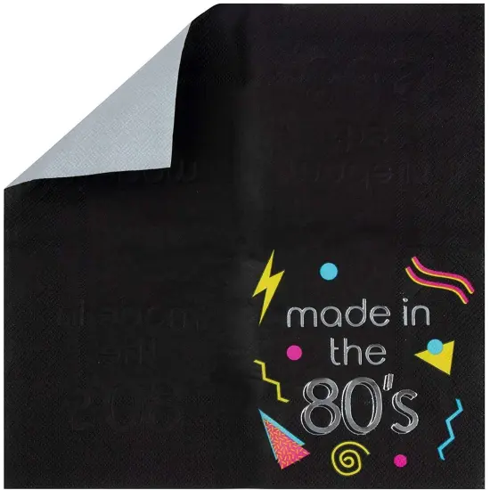 Made in the 80&rsquo;s Napkins for Birthday Parties (5 x 5 In, Black, 50 Pack) {6}