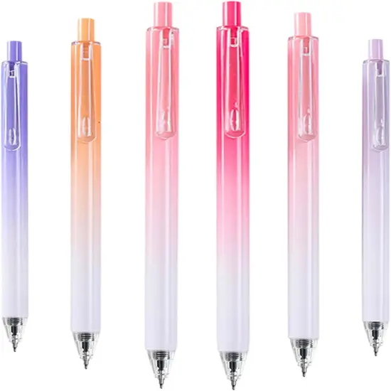 Retractable Gel Pens, 0.5mm Fine Point, Quick Drying, Writing Drawing, Black ink gel pens, Box of 6 Pens (Black) {1}