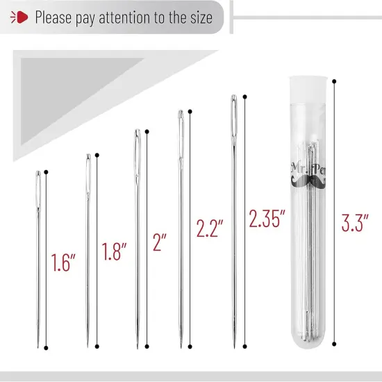 Large Eye Needles for Hand Sewing, 50 Pack, Assorted Sizes, Sewing Needles, Needles, Needles for Sewing, Embroidery Needles for Hand Sewing, Sewing Needles Large Eye {3}
