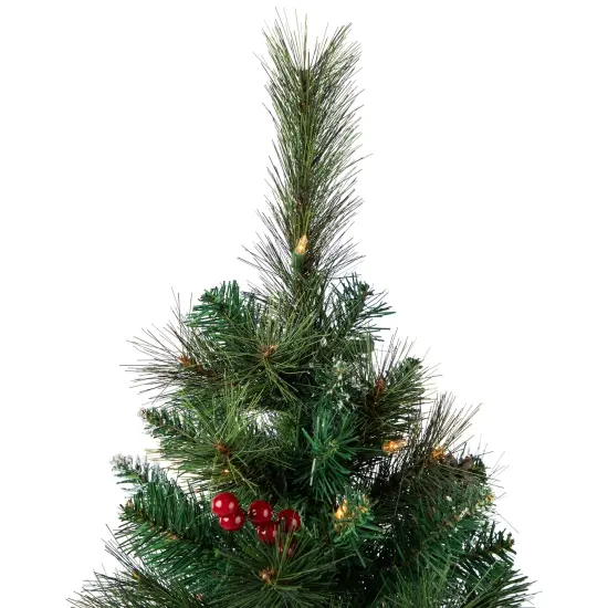 Northlight 4' Pre-Lit Frosted Carolina Berry Spruce Artificial Christmas Tree, Clear Lights Green {4}