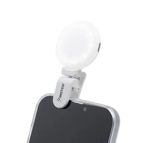 2" LED 360° Mini Ring Light with Clip for Photo, Video, Phone, Laptop Dimmable, 3 Switchable Modes, 20 Beads, Rechargeable Micro USB (White) {2}