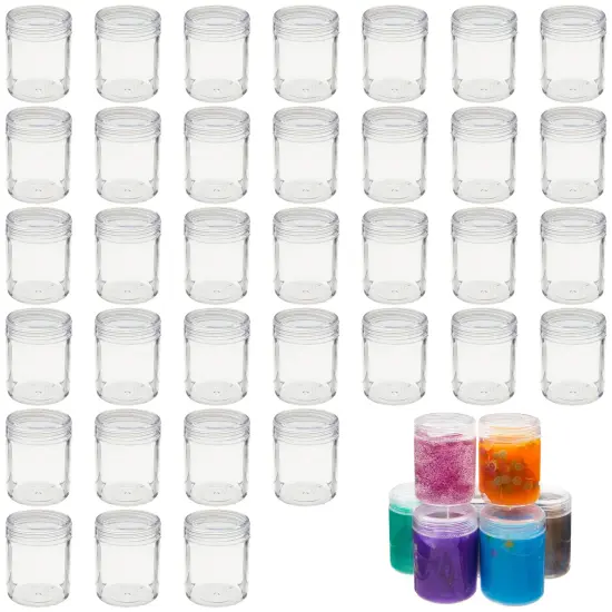 35-Pack 1.2 oz Clear Plastic Jars with Lids for Beads, Beauty Products - Small Empty Containers for Slime Supplies and Ingredients {1}