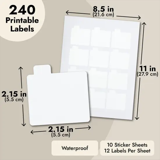 Paper Junkie 240 Pack Printable Lip Balm Labels for Tubes - Bulk Customizable Stickers for Containers (20 Sheets, 2.15x2.15 in) White {4}