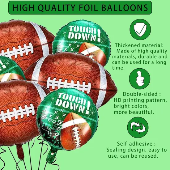 6Pcs Football Party Supplies Kit 3Pcs 26inch Football Balloons & 3Pcs 18inch Field for Birthday Celebrations, Football Party Decorations & Sports-Themed Decor {3}