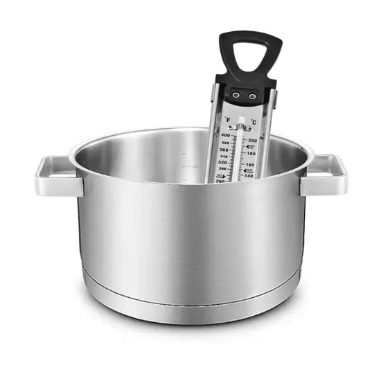 Candy Thermometer with Pot Clip & Hanging Ring Handle, Stainless Steel,C/F Double Display, 40C to 200C (100F to 400F), Hands-Free, Easy to Read,Clean,Store, Deep Fry Thermometer {4}