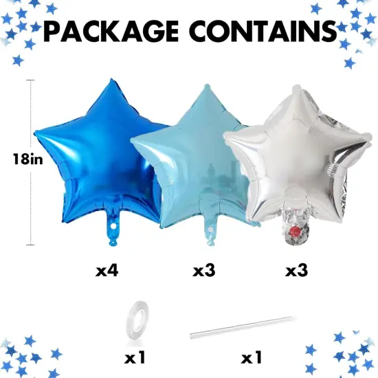 Blue Silver Foil Star Balloons {3}