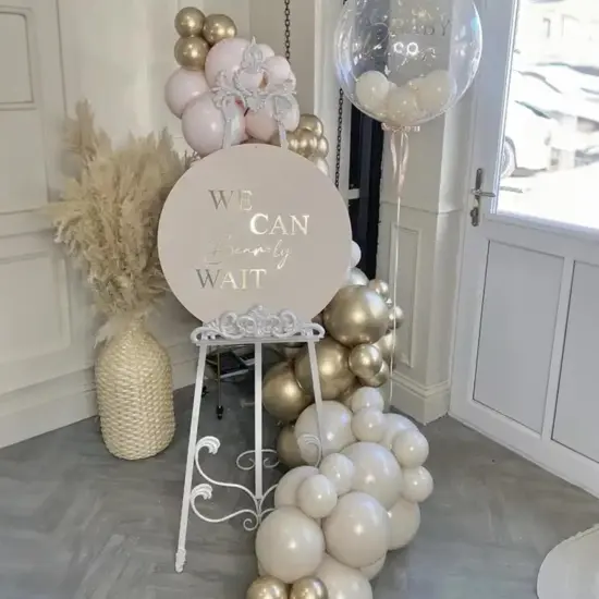 White and Gold Balloons, 12 Inch White Sand Gold Metallic Latex Balloons, Beige Gold Party Balloons {2}