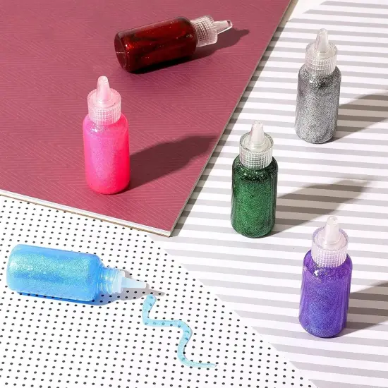 Neon Metallic Glue with Glitter Bottles for Arts and Crafts (20 ml, 12 Pack) {1}
