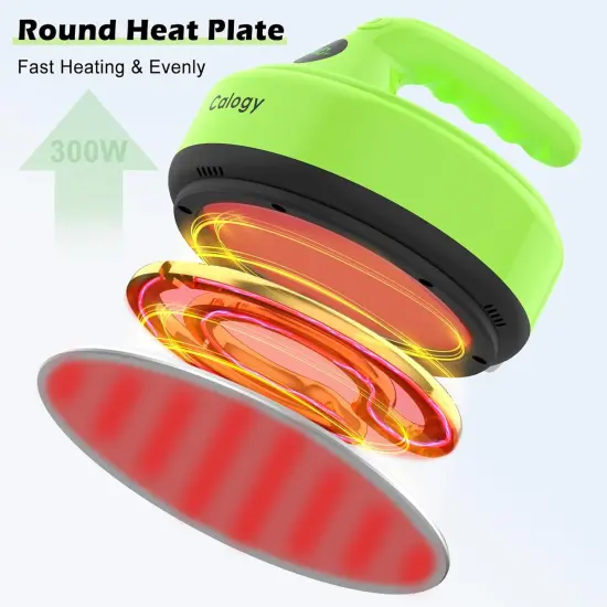 Mini Heat Press, 5" Diameter Round Heat Press Machine for T-Shirt Portable, 4 Levels Temp Max 410℉, Small Iron for Crafts, Coaster, Bag, Pillow, Ceramic, Sublimation Ink Vinyl Transfer (Green) {4}