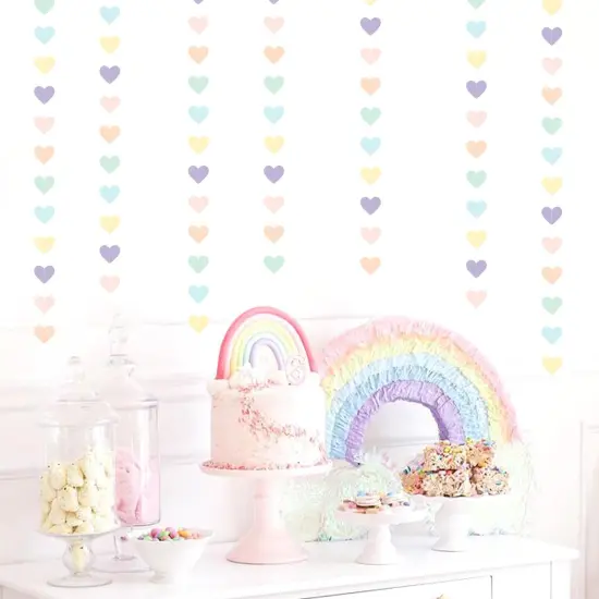 Pastel Rainbow Birthday Party-Decorations Streamers - 52FT Yellow Blue Mint Pink Purple Hanging Heart Garland Banner,Baby Bridal Shower Bachelorette Engagement Backdrop Decor {4}