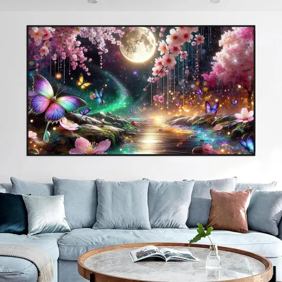 Large Diamond Art Kit for Adults, Landscape Diamond Painting Kit Large Size 5D Full Drill Round Big Diamond Painting Gem Art for Home Wall Decor Gift 27.5 X 15.7inch {2}