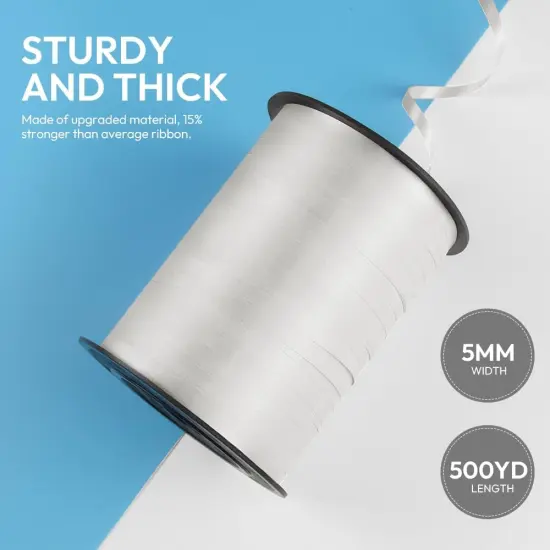 Curling Ribbon White, Balloon String Curly Ribbon 1 Roll for Gift Wrapping {2}