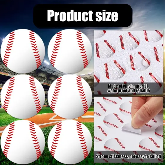 200 Pieces 8 Sheets Baseball Award Decal Set Baseball Vinyl Stickers 1" Small Self Adhesive Baseball Helmet Stickers for Laptops, Cars, Scrapbook, Phones, Batting {5}