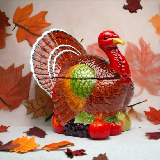 Ceramic Traditional Turkey Cookie Jar, Home D&eacute;cor, Gift for Her, Gift for Mom, Kitchen D&eacute;cor, Fall D&eacute;cor, Thanksgiving D&eacute;cor {2}