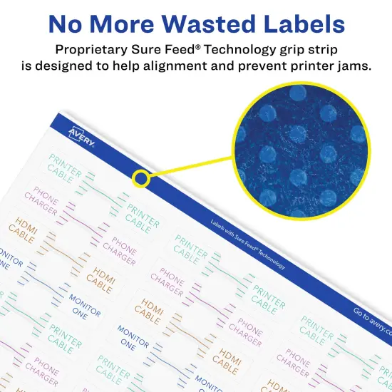 Avery Glossy White Barbell Labels with Sure Feed, 1/2" x 2.5" {3}