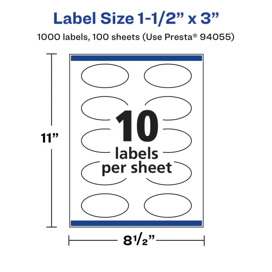 Avery Durable Waterproof Oval Labels with Sure Feed, 1.5" x 3" {5}