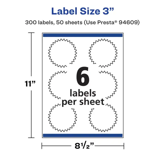 Avery Durable Waterproof Starburst Labels with Sure Feed, 3" {5}