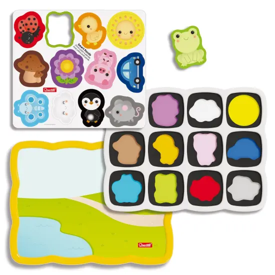 Quercetti: Smart Puzzle - First Colors - 13pc Double-Sided Magnetic, Animal-Nature-Car Shaped pcs, Preschool Toy, Baby Activities, Toddler-Kids Age 1+ {5}