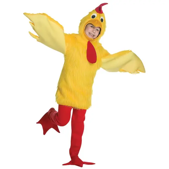 Fuzzy Chicken Child Costume Yellow Tunic Wings Headpiece and Red Pants {1}