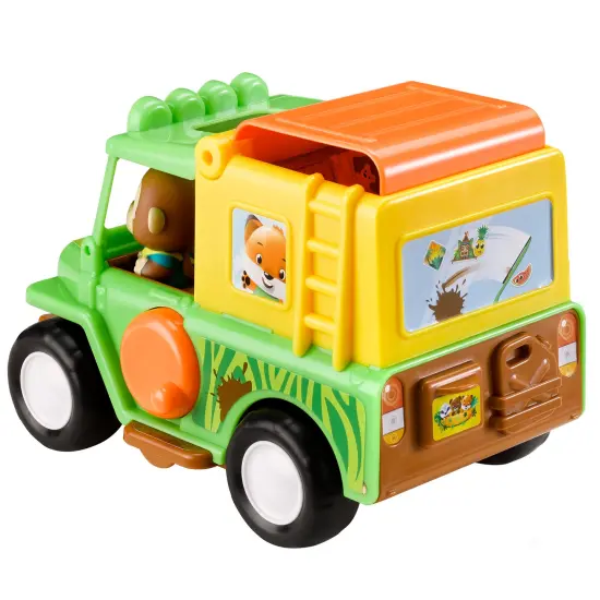 Timber Tots: The Safari Jeep - 4x4 Off-Road Vehicle & Monkey Animal Figurine, Pop-Up Roof Tent, Tow String, Nature Toy Playset, Kids & Toddlers 18Mo+ {6}