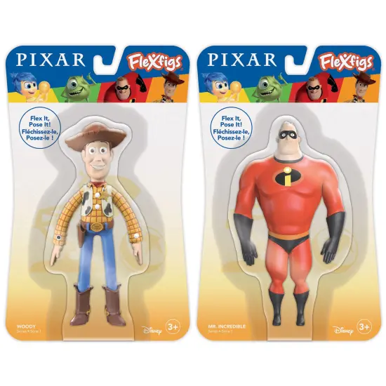 FleXfigs: Pixar Woody & Mr. Incredible- 2 Character Pack - Articulated Action Figures, Flex It - Pose It!, Collectible Toy Miniatures, Kids Ages 3+ {3}