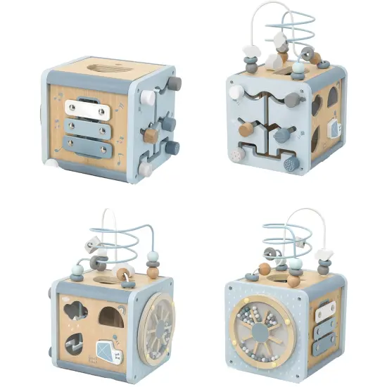 Label Label: 5-In-1 Activity Cube - Blue - Wooden Toy, Shape Sorter, Cog Wheels, Track Maze, Xylophone, Bead Labyrinth, Baby & Toddlers Ages 1+ {7}