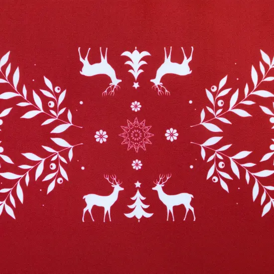 Northlight Reindeer and Snowflakes Rectangular Christmas Table Runner - 90" Red {5}