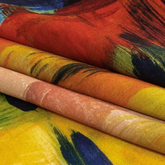 1 Yard Italian Ivory, Red and Black Iris Painterly Abstraction Silk Charmeuse 53 Inches Wide {3}