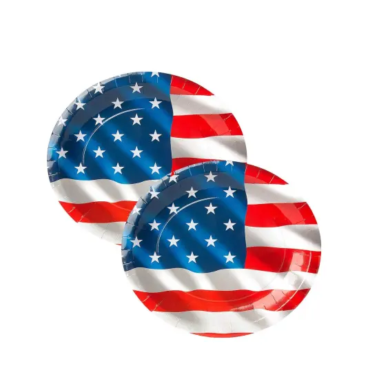 Flag Patriotic Party Paper Banquet Plates 25 Count {4}