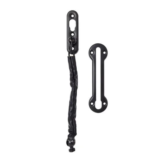 3-Pack Stainless Steel Chain Door Lock with Faux Leather Chain Sleeve, 7.2-Inch Slide-Type Safety Chain Locks for Inside Door, Single-Hung and Double-Hung Windows (Black) {6}