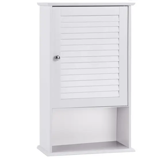Bathroom Wall Mount Storage Cabinet Single Door with Height Adjustable Shelf for Home Storage Grey {7}