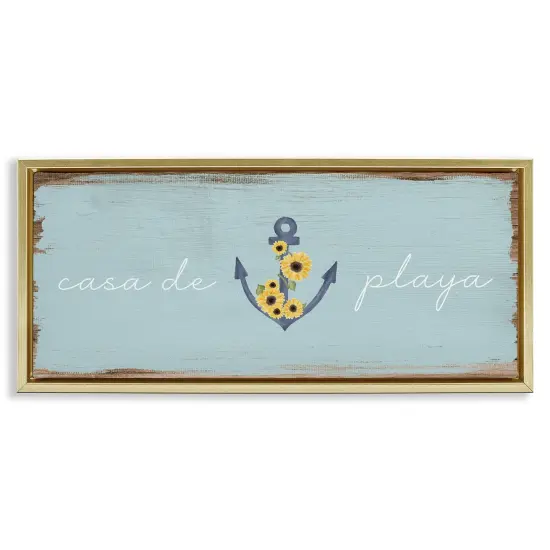 Stupell Industries Casa de Playa Framed Floater Canvas Wall Art Gold Floater Frame {1}