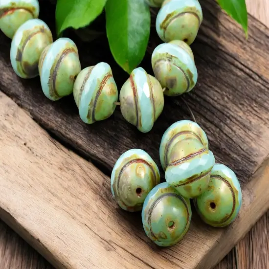 Aqua Opal Picasso Saturn Beads -- Choose Your Size {3}