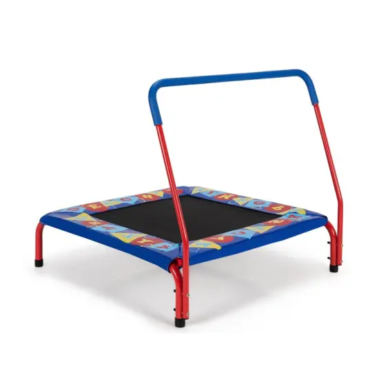 36 Inch Kids Indoor Outdoor Square Trampoline with Foamed Handrail-Blue {1}