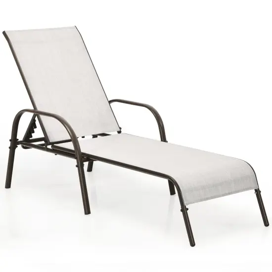 Adjustable Patio Chaise Folding Lounge Chair with Backrest Black {6}