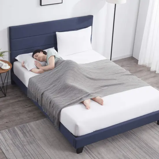 Nestl Horizontal Channel Upholstered Platform Bed {3}