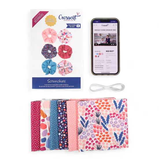Crosscut Sewing Co.&reg; Scrunchie Sewing Project Kit for Beginners with Fabric, Instructions and Video Agnes floral {5}