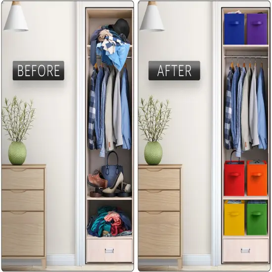 Sorbus 12 Pack Storage Bins - 11" Sturdy Collapsible Fabric Storage Cubes with Handle Deep rainbow {6}