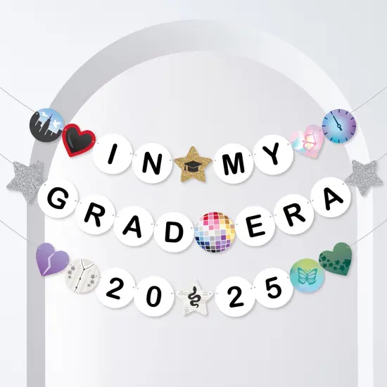 Big Dot of Happiness In My Grad Era 2025 Banner, Eras Graduation Party Decorations, Large Grad Friendship Bracelet Banners, 28 Pieces {1}
