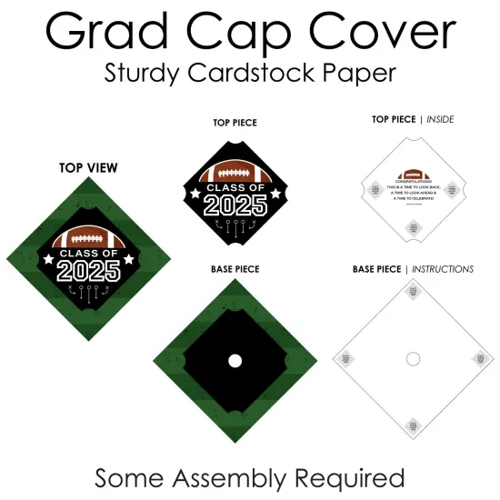 Big Dot of Happiness Grad Football - 2025 Graduation Cap Decorations Kit - Grad Cap Cover {7}