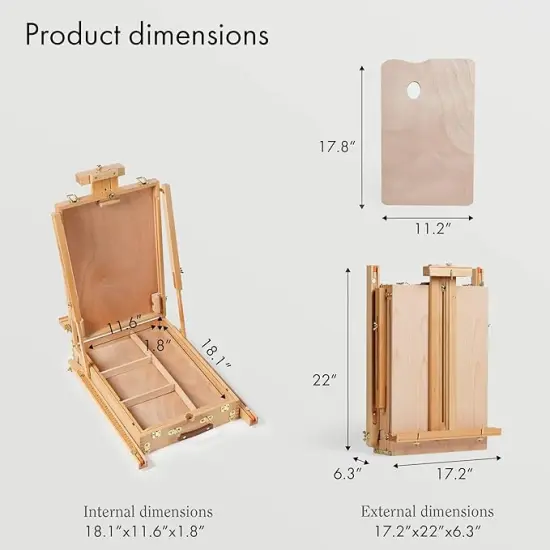ARTIFY French Easel, Foldable Portable Art Field Easel with Artist Drawer, Palette, Hold Canvas up to 34", Adjustable Beechwood Sketchebox Easel for Painting {2}